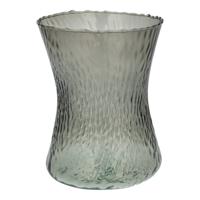 Bloemenvaas Dion - grijs transparant glas - D16 x H20 cm - decoratieve vaas - bloemen/takken - Vazen