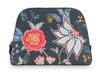 Pip Studio Toilettas Cosmetic Bag Triangle Medium Flower Festival Dark Blue - thumbnail