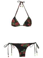 Amir Slama bikini triangle à fleurs - Noir