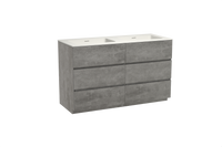 Storke Edge staand badmeubel 130 x 52 cm beton donkergrijs met Mata dubbele wastafel in solid surface - thumbnail