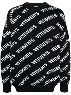 VETEMENTS pull en maille intarsia - Noir