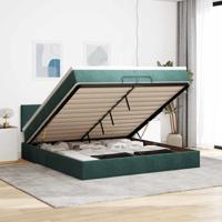 Ottoman bed met matras 200x200 cm fluweel donkergroen