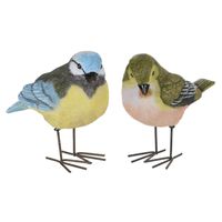 Tuinbeeldjes decoratie vogeltjes - 2x stuks - metaal - 10 cm - binnen/buiten Tuinbeeldjes decoratie vogeltjes - 2x stuks - metaal - 10 cm - binnen/buiten