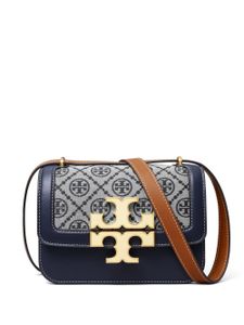 Tory Burch petit sac porté épaule Eleanor T Monogram - Bleu