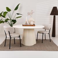 Brix Ronde Eettafel 'Sandy' Beton 130cm, kleur crème