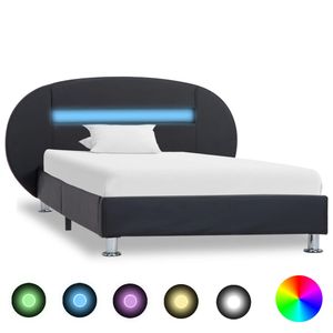 Bedframe met LED kunstleer zwart 90x200 cm