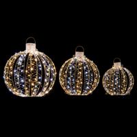 3 Pakken Kerstmis LED Lichtballen Buiten Hangende Lichtbollen met 180 Warm Licht & 180 Wit Licht 30 Kabelbinders & 6 Grondpennen