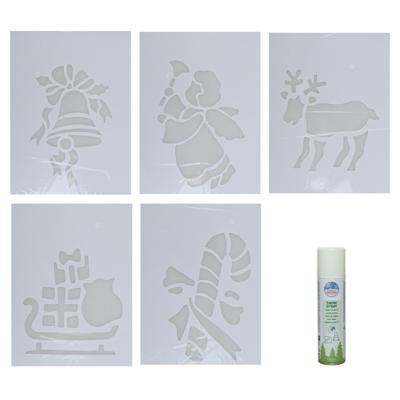 Kerst sfeer raamsjablonen met ECO spuitsneeuw - 5x stuks - 22 x 35 cm - raamdecoratie