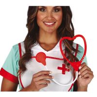 Carnaval verkleed stethoscoop dokter/zuster - rood - thema feest accessoires - thumbnail