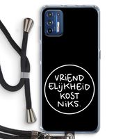 Vriendelijkheid: Motorola Moto G9 Plus Transparant Hoesje met koord Vriendelijkheid: Motorola Moto G9 Plus Transparant Hoesje met koord