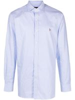 Polo Ralph Lauren embroidered-logo striped shirt - Bleu - thumbnail