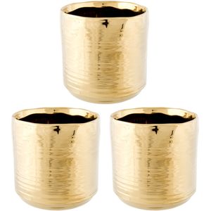 3x Gouden ronde plantenpotten/bloempotten Cerchio 11 cm keramiek