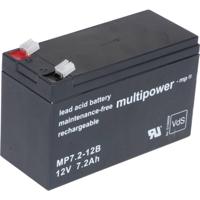multipower MP7,2-12B Loodaccu 12 V 7.2 Ah Loodvlies (AGM) (b x h x d) 65 x 102 x 151 mm Kabelschoen 6.35 mm Onderhoudsvrij, Geringe zelfontlading,