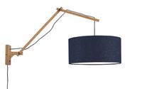 GOOD&MOJO Wandlamp 'Andes' Large, Bamboe en Eco linnen, kleur Denimblauw/Naturel