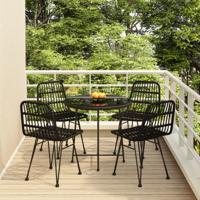 5-delige Tuinset poly rattan zwart