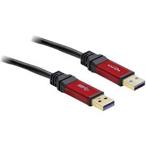 Delock USB-kabel USB 3.2 Gen1 (USB 3.0 / USB 3.1 Gen1) USB-A stekker, USB-A stekker 5.00 m Rood, Zwart Vergulde steekcontacten, UL gecertificeerd 82747