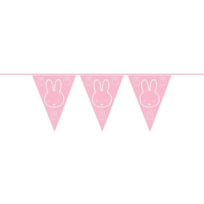 Geboorte meisje vlaggetjes - Roze Nijntje thema vlaggenlijn - 600 cm - kunststof