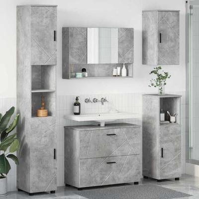 Badkamermeubelset met lade 5 pcs Betongrijs 30 x 35 x 192 cm
