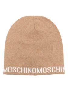 Moschino intarsia-knit logo beanie - Tons neutres