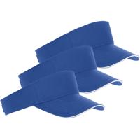 Zonneklep Sunvisor petje - 3x - blauw - katoen - klittenbandsluiting - voor volwassenen