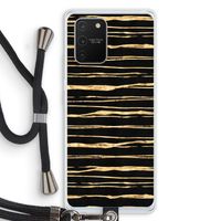 Gouden strepen: Samsung Galaxy S10 Lite Transparant Hoesje met koord Gouden strepen: Samsung Galaxy S10 Lite Transparant Hoesje met koord