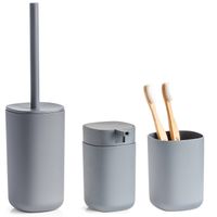 Badkamer accessoires set 3-delig - kunststof - antraciet grijs - modern - Badkameraccessoireset