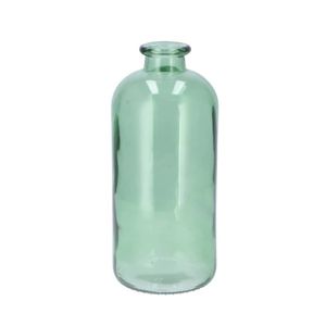 DK Design Bloemenvaas fles model - helder gekleurd glas - zeegroen - D11 x H25 cm - Vazen