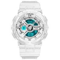 SANDA 298 horloge mannen en vrouwen transparant horloge waterdicht multi functionele lichtgevende beweging dubbele display paar elektronische horloge