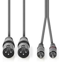 Nedis COTH15210GY15 audio kabel 1,5 m 2 x XLR (3-pin) 2 x RCA Grijs - thumbnail