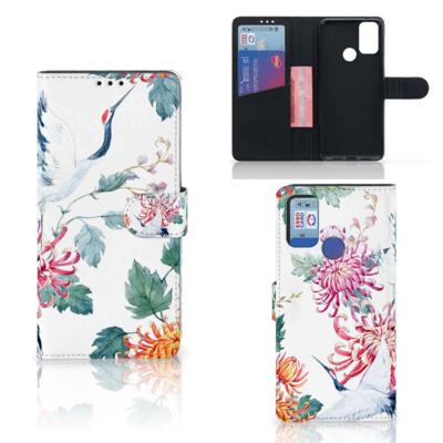 Alcatel 1S (2021) | Telefoonhoesje | Met pasjeshouder | Bird Flowers