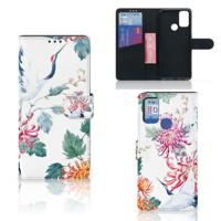 Alcatel 1S (2021) | Telefoonhoesje | Met pasjeshouder | Bird Flowers