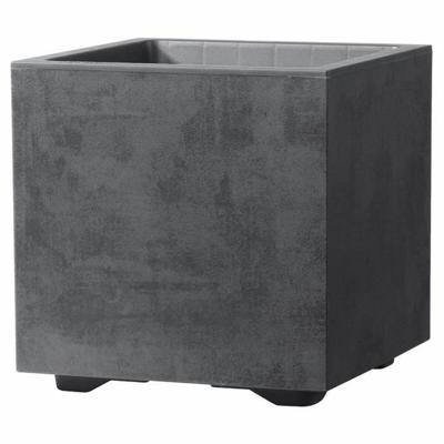 Bloempot Deroma Antraciet 25 cm Plastic Vierkant Kubus Ø 25 cm