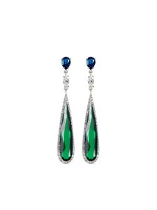 Anabela Chan boucles d'oreilles en or blanc 18ct ornées de pierres variées - Vert