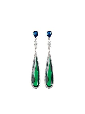 Anabela Chan boucles d'oreilles en or blanc 18ct ornées de pierres variées - Vert