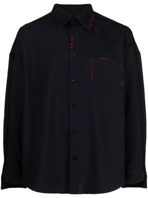 Marni chemise en laine à logo brodé - Bleu