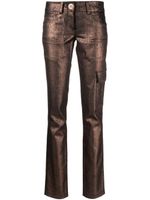 Genny pantalon droit à fini métallisé - Marron