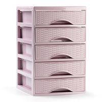 Ladeblokje/bureau organizer met 5x lades - roze - L18 x B21 x H28 cm - plastic