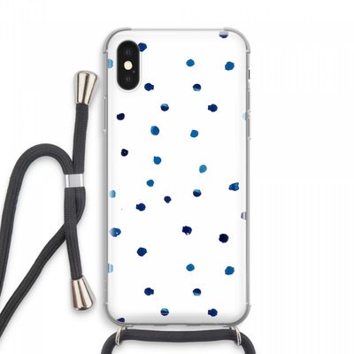 Blauwe stippen: iPhone XS Max Transparant Hoesje met koord