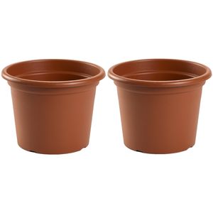 5x stuks bloempot terra cotta rond diameter 25 cm