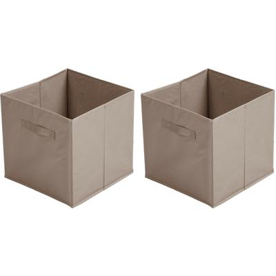 Opbergmand/kastmand Square Box - 2x - karton/kunststof - 29 liter - beige - 31 x 31 cm