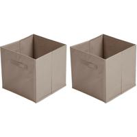 Opbergmand/kastmand Square Box - 2x - karton/kunststof - 29 liter - beige - 31 x 31 cm