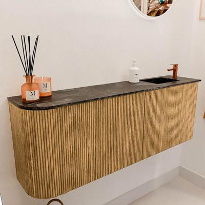Toiletmeubel Mondiaz Joya Dlux | 111.6 cm | Meubelkleur Oak | Faye wastafel Lava Wasbak Rechts | 1 kraangat