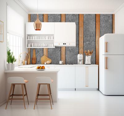 Houten planken op beton Fotobehang hout