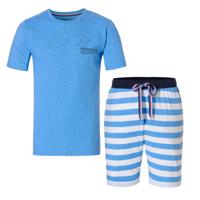 Phil & Co Phil & Co Shortama Heren Maritim Pyjama Set Gestreept Lichtblauw - thumbnail