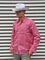 Roze geruite cowboy blouse voor heren   - - thumbnail