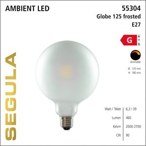 LED Globe dim to warm 125 opaal 6,2W 460 Lumen, Segula SG-55304
