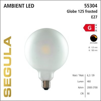 LED Globe dim to warm 125 opaal 6,2W 460 Lumen, Segula SG-55304