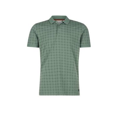 Shoeby Refill slim fit polo Twan met contrastbies donkergroen