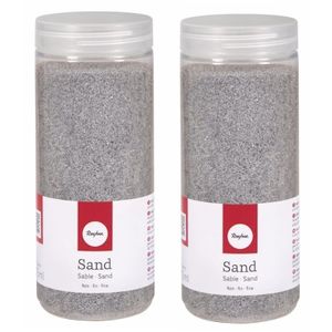 2x Fijn decoratie zand zilver 475 ml