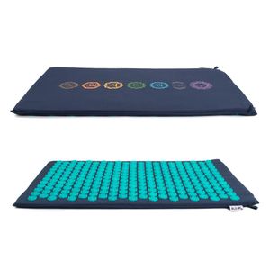 Spijkermat Shakti Mat Katoen Lotus Blauw met 7 Chakra symbolen